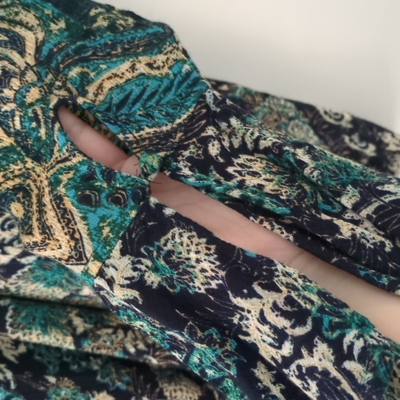 Free People Lady Luck Tunic Black Romantic print Mini Bohemian Hippie Dress Sz M - Picture 8 of 9